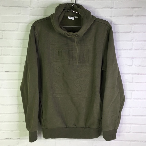 Puma Mens Sz M Archive Embossed Logo Hoodie Green - Picture 1 of 8